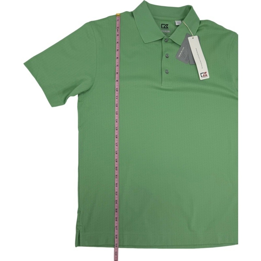 CUTTER & BUCK NEW Medium Polo Shirt Green CB DryTec Luxe Pima Cotton MCK00325 - Picture 6 of 10